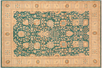 handmade Traditional Kafkaz Chobi Ziegler Green Tan Hand Knotted RECTANGLE 100% WOOL area rug 8 x 10